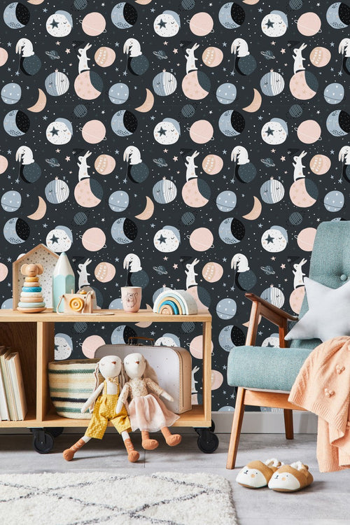Hares and Planets Wallpaper