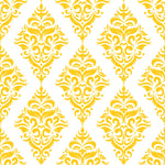 Yellow Damask Pattern Wallpaper