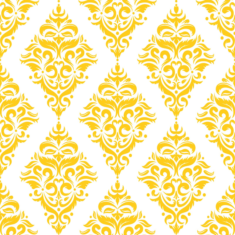 Yellow Damask Pattern Wallpaper