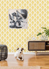 Yellow Damask Pattern Wallpaper