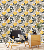 Contemporary Yellow Flowers Wallpaper Vogue