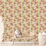 Foxes between Flowers Wallpaper