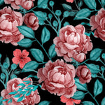 Modish Dark Wallpaper with Red Flowers