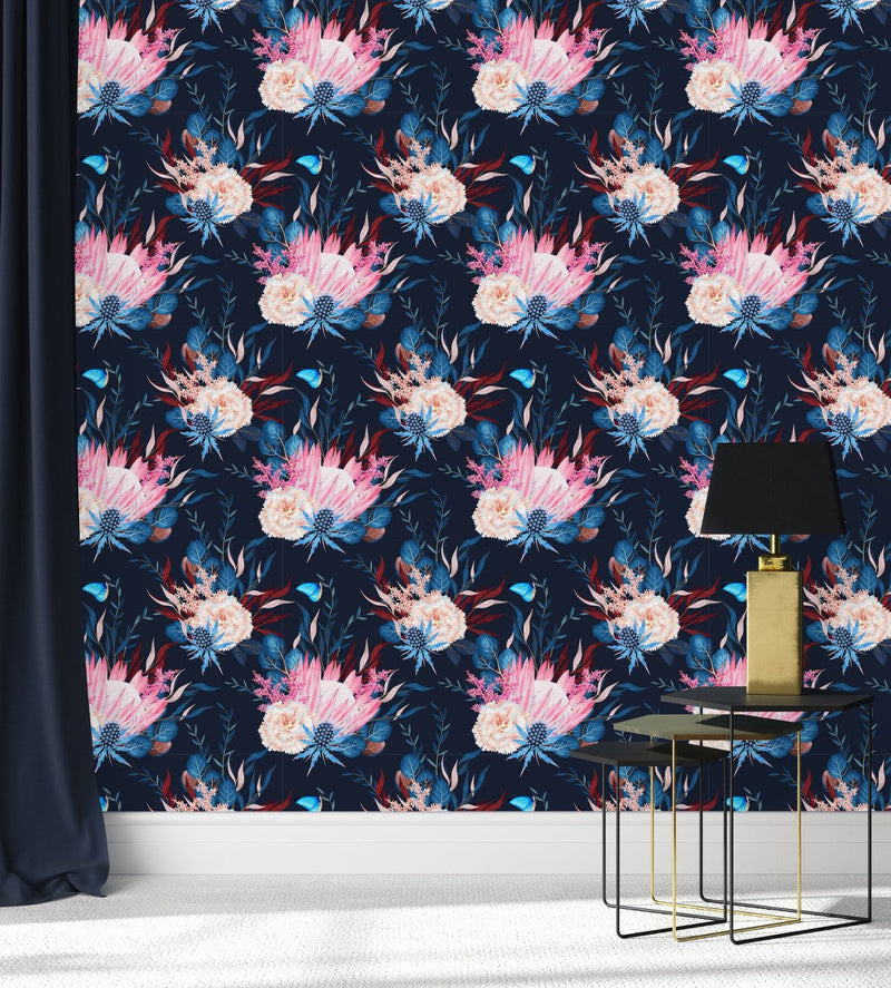 Protea on Dark Blue Wallpaper