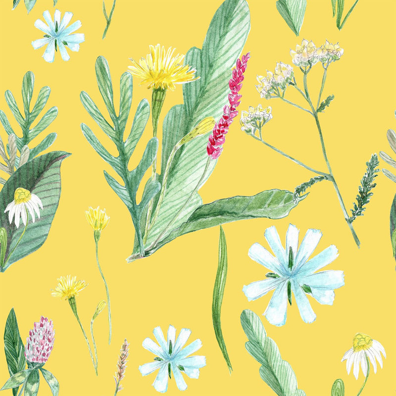 Yellow Wallpaper with Flowers