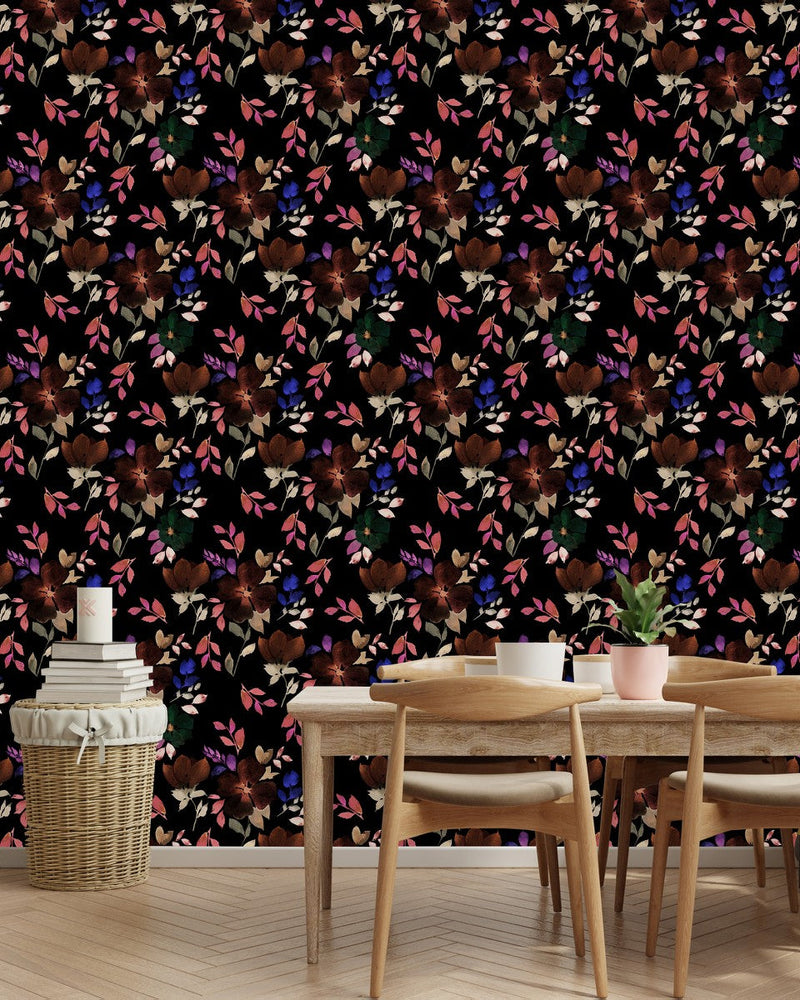 Dark Wallpaper with Autumn Leaves