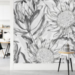 White Wallpaper with Black Contours