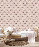 Modish Pink Wallpaper with Rainbows