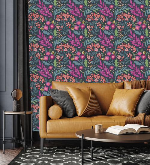 Elegant Grey Floral Wallpaper Fashionable