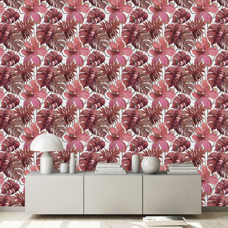 Elegant Red Leaves Wallpaper Fashionable