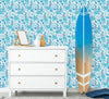 Contemporary Blue Floral Wallpaper Tasteful