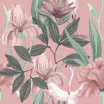 Contemporary Pink Flowers Wallpaper Tasteful