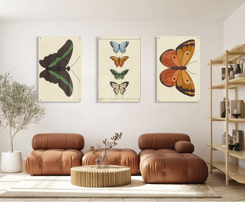 Butterflies Ornament Set of 3 Prints Modern Wall Art Modern Artwork
