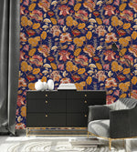 Dark Blue Vintage Design Wallpaper