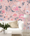 Contemporary Modern Pink Floral Modern Wallpaper