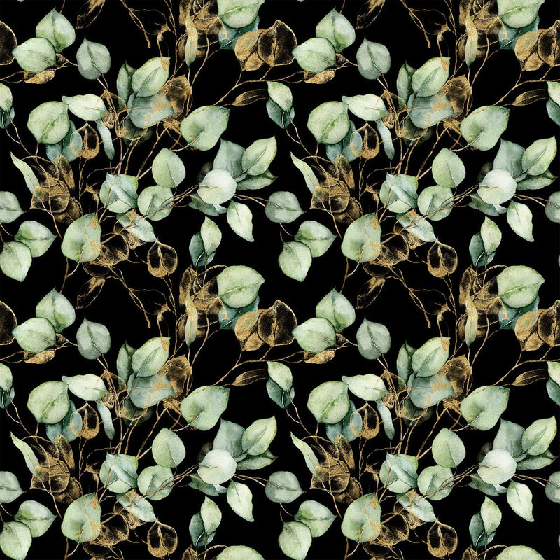 Dark Wallpaper with Poplar Leaves