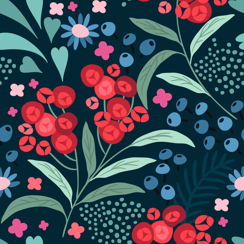 Elegant Berries and Flowers Wallpaper Fashionable