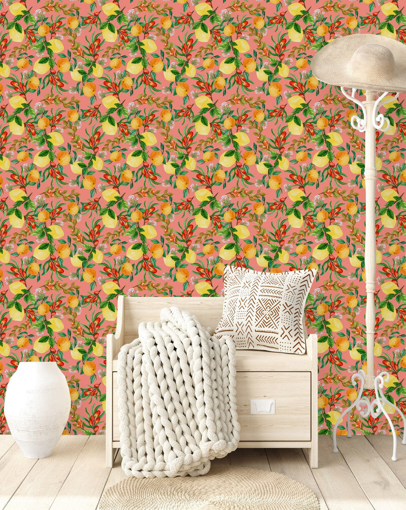 Lemons and Berries Wallpaper