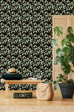 Dark Wallpaper with Poplar Leaves