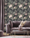 Flamingos on Dark Background Wallpaper