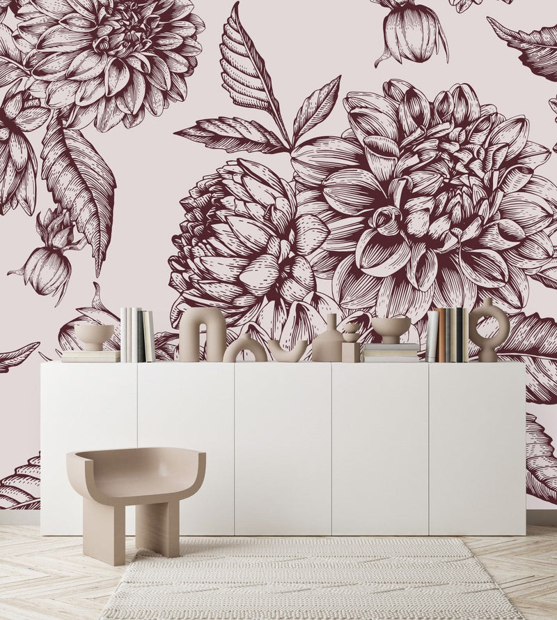Contemporary Modern Large Flowers Wallpaper