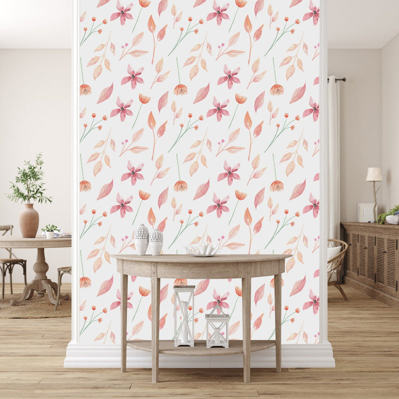 Contemporary Watercolor Wildflowers Wallpaper Fashionable