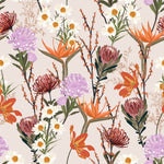 Pink Wallpaper with Exotic Flowers