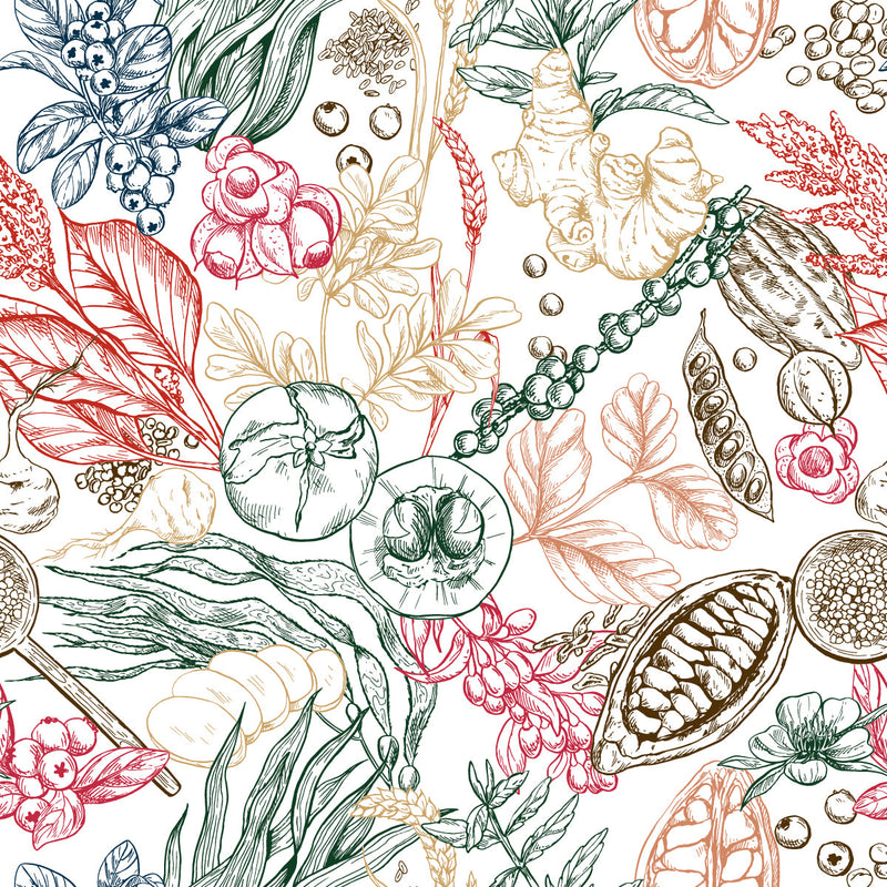 Berries and Leaves Design Wallpaper