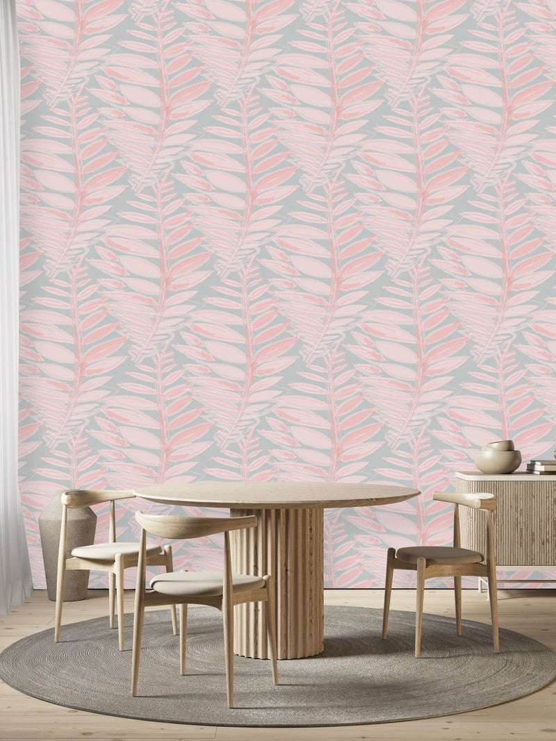 Hand Drawn Pink Leaves Wallpaper